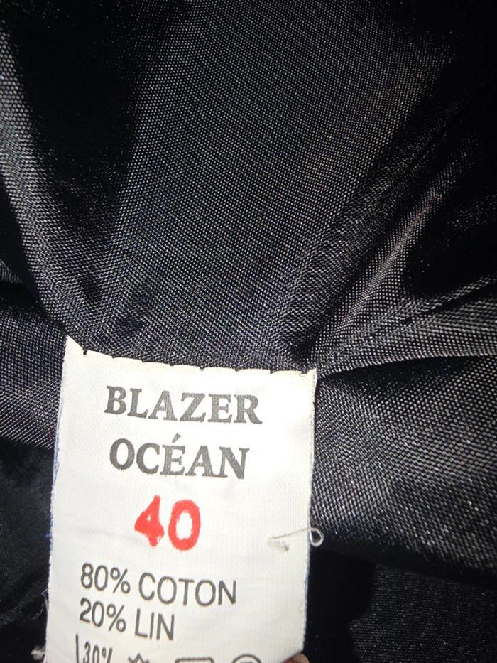 Superbe  Blazer  océan   coton et Lin Taille40 vintage   brodé - photo numéro 9