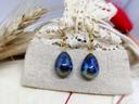 Boucles d'oreilles goutte en verre bleu métal