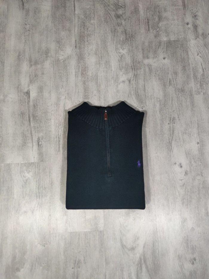 Pull Half Zip Ralph Lauren Noir Logo Brodé Violet Taille 2XL Homme - photo numéro 1