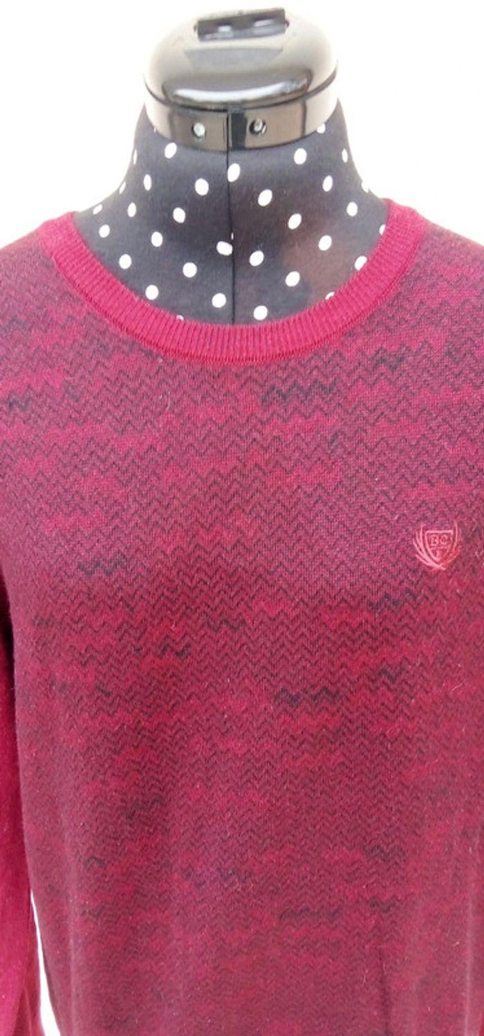 Pull Bordeaux et noir en Mérinos de la marque Benson & Cherry taille L - photo numéro 5