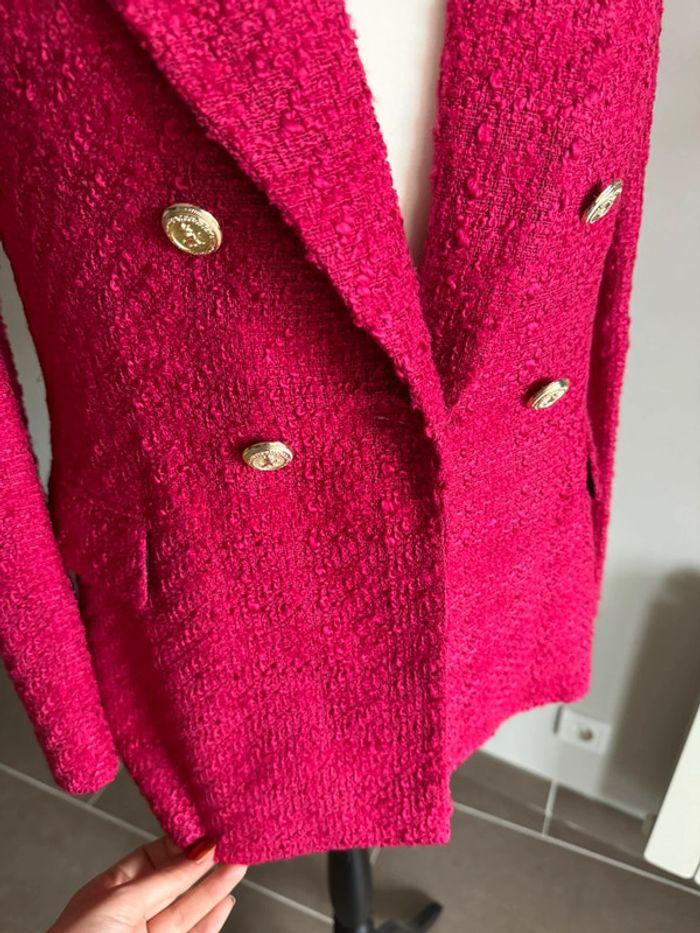 Blazer Zara en tweed rose Taille M 36/38 - photo numéro 4