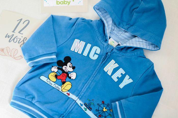 Sweat bleu à zip et capuche Mickey, Disney, 6 mois - photo numéro 2