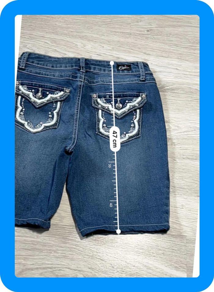 🩳 Short vintage brodé en jean Earl Jean Bleu Taille XS 🩳 - photo numéro 6