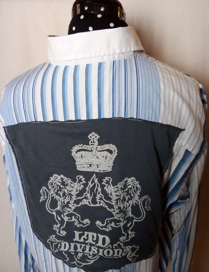 Chemise manches longues à rayures bleues et blanches CQFP* taille L - photo numéro 5