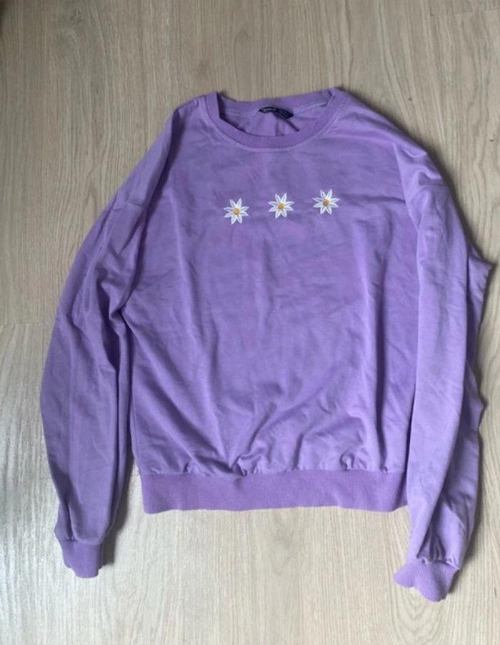 Superbe sweat fin violet Shein S excellent état - photo numéro 1