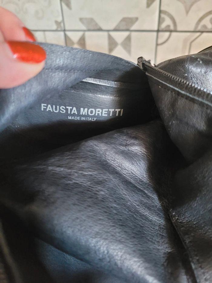 Botte en cuire taille 38 fausta moretti à zip porter 3 fois - photo numéro 9