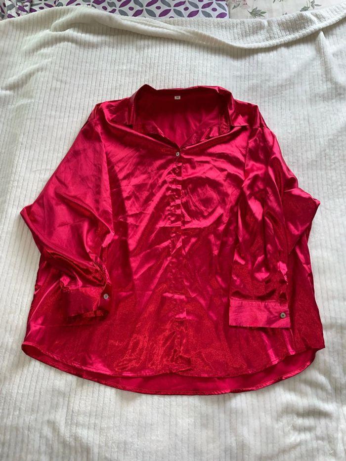 Chemise oversise rouge bordeaux  scintillante - photo numéro 1