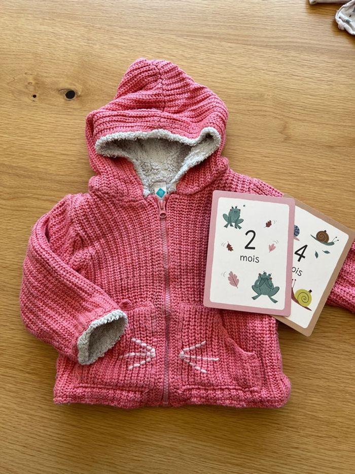 Veste gilet très chaud et épais rose et blanc chat k1 - photo numéro 1