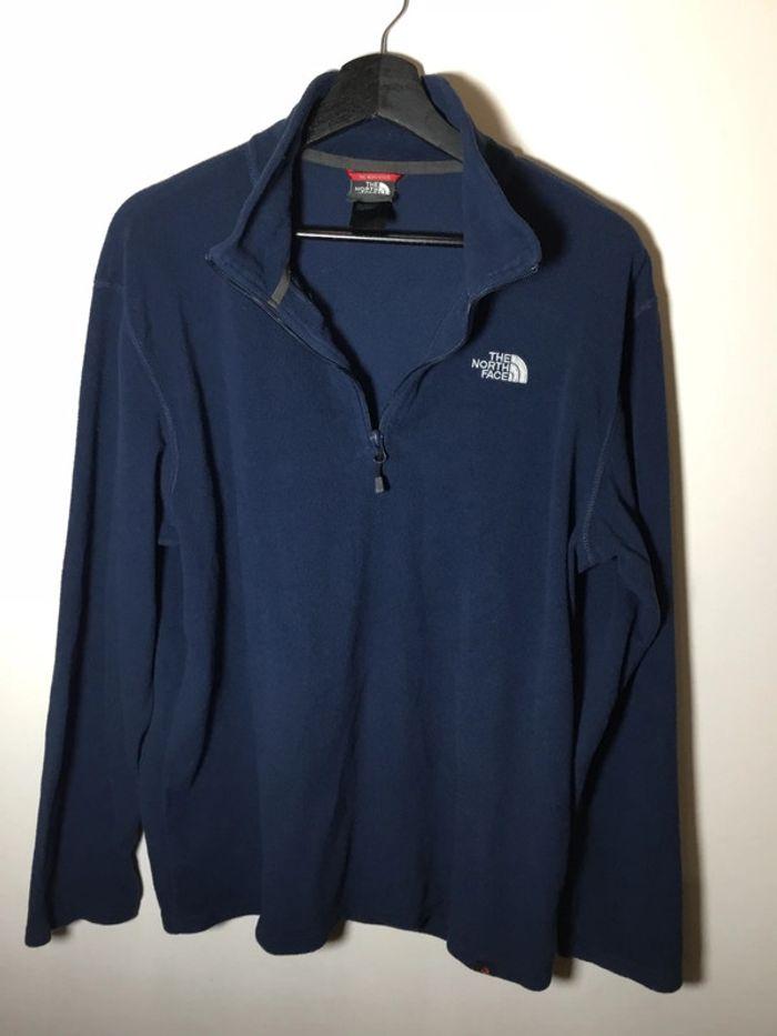 Pull 1/4 zip polaire pour homme The North Face bleu marine taille L 084 - photo numéro 2