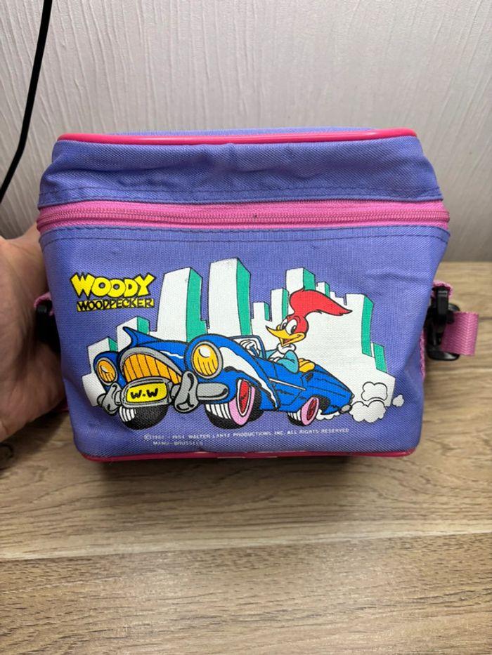 Petit sac vintage rose violet 1980 , goûter lunchbox woody woodpecker - photo numéro 3