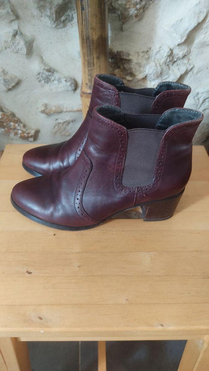 Bottines André cuir bordeaux / marron taille 36 - photo numéro 6