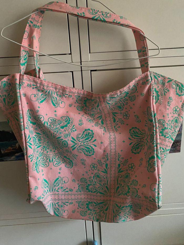 Sac cabas Splendist blissim rose et vert fermeture pression - photo numéro 2