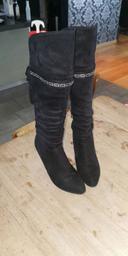 Bottes hautes daim Strass