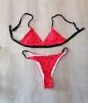 Maillot de bain 2 pièces, rouge noir, Shein, M  Neuf