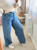 Jeans bleu large taille haute