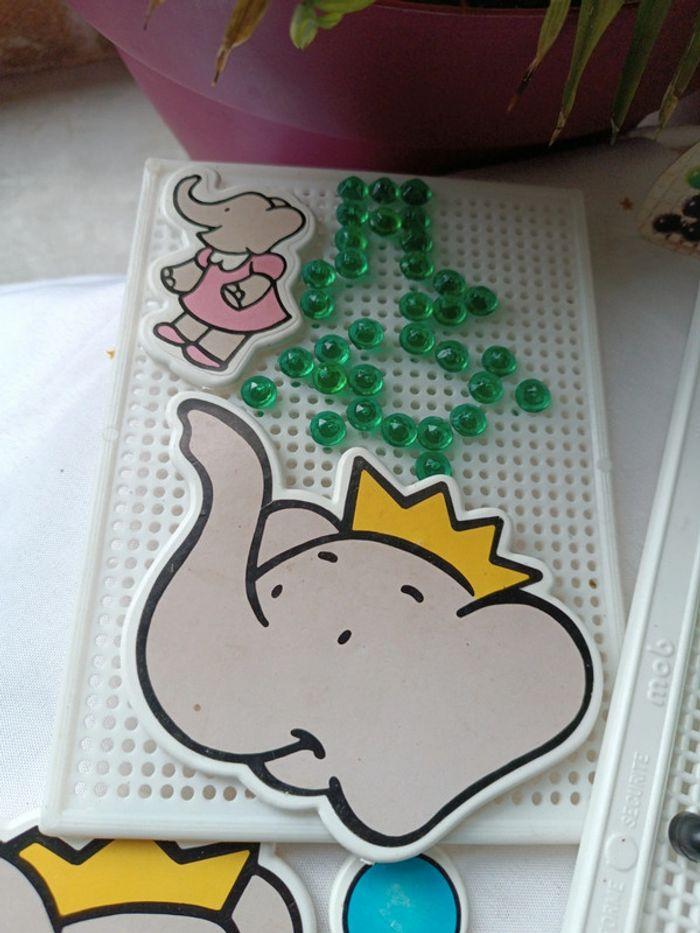 Babar puzzle jeux jouets mosaïque 1990 vintage planche dessin clou plastique pois - photo numéro 4