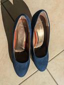 1 paire de chaussures à talon 40 bleu et orange - femme