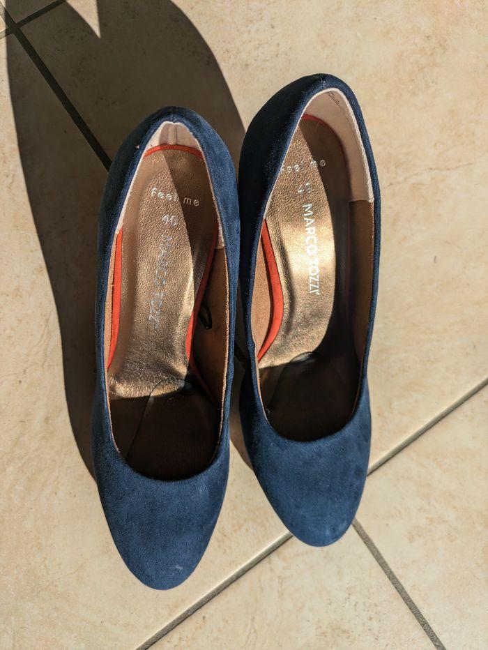 1 paire de chaussures à talon 40 bleu et orange - femme - photo numéro 1