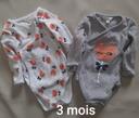 lot de 2 bodies manches longues fille - babibou - 3 mois