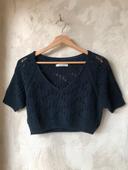 Crop top en mailles ajourées marine cannisse S