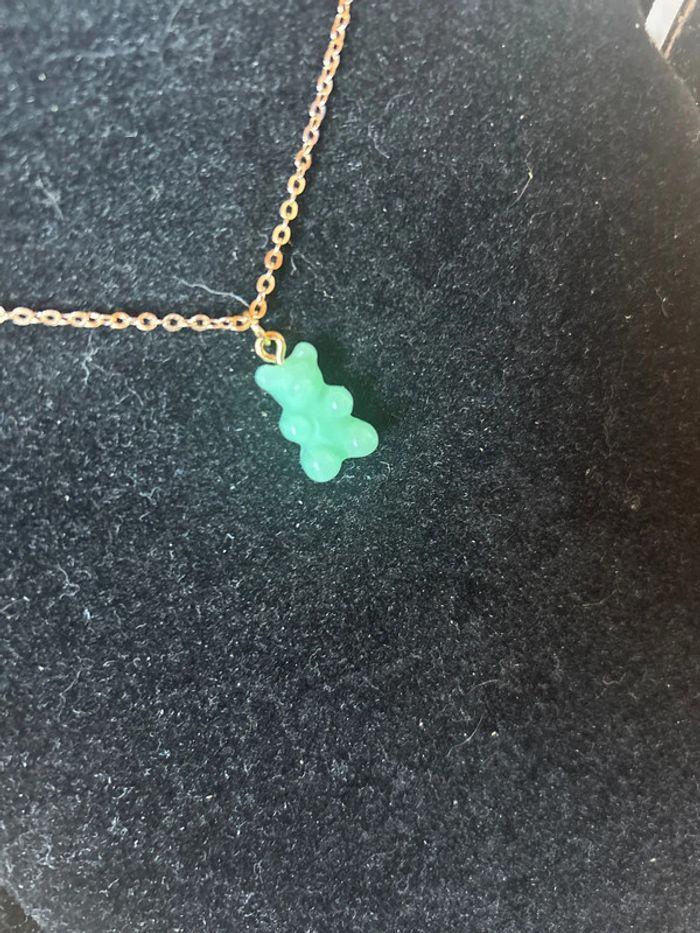 Collier ours vert bleu - photo numéro 2