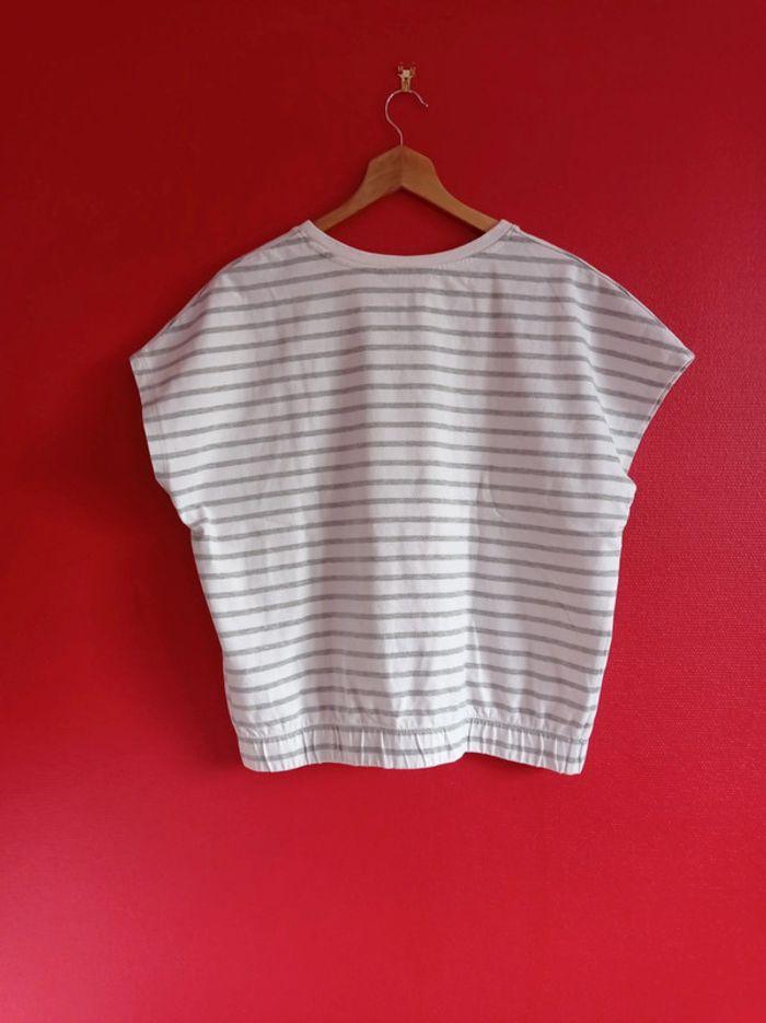 Tee-shirt Camaïeu Blanc et Gris Taille 42 - photo numéro 3