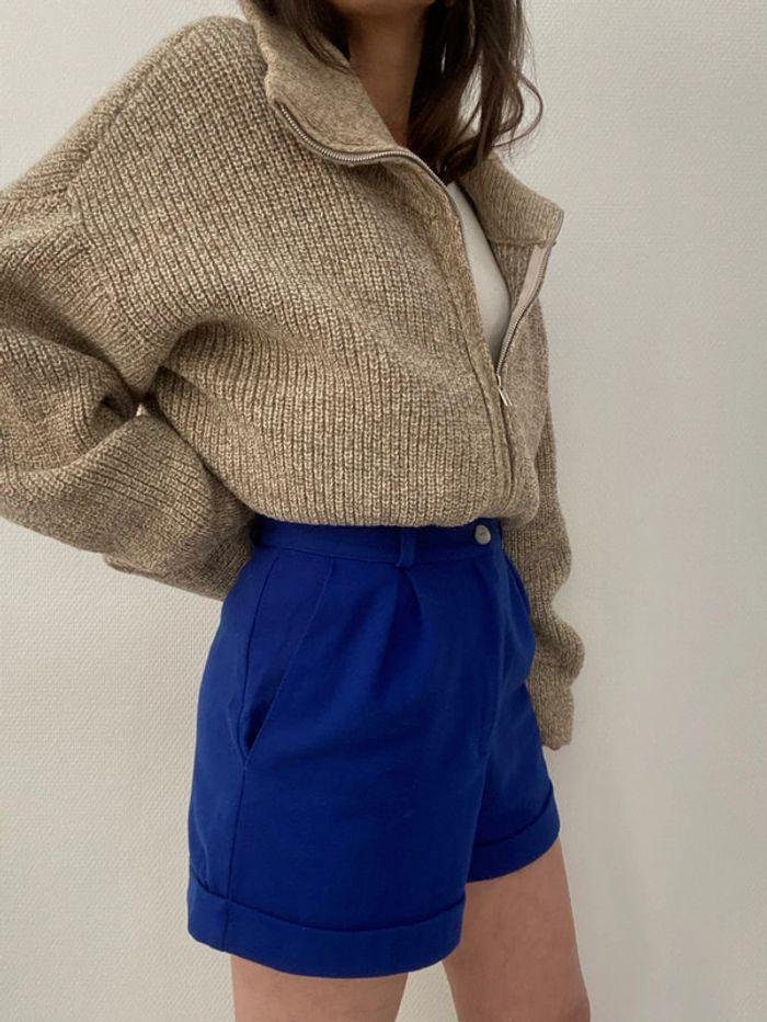 Short d’hiver bleu taille haute 80% laine - photo numéro 10