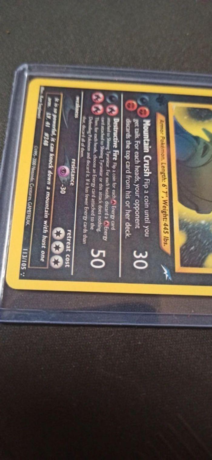 Shining Tyranitar Pokémon Holo 113/105 - photo numéro 5