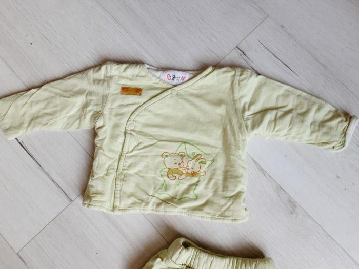 Vêtement bébé mixte garçon fille ensemble 2 pièces pantalon et gilet vert 6 mois - photo numéro 2