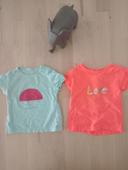 Lot de 2 tee shirts manches courtes bébé fillei taille 3 mois