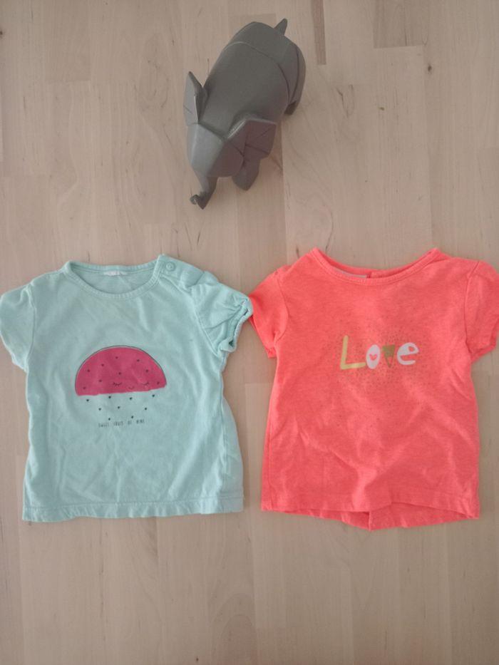 Lot de 2 tee shirts manches courtes bébé fillei taille 3 mois