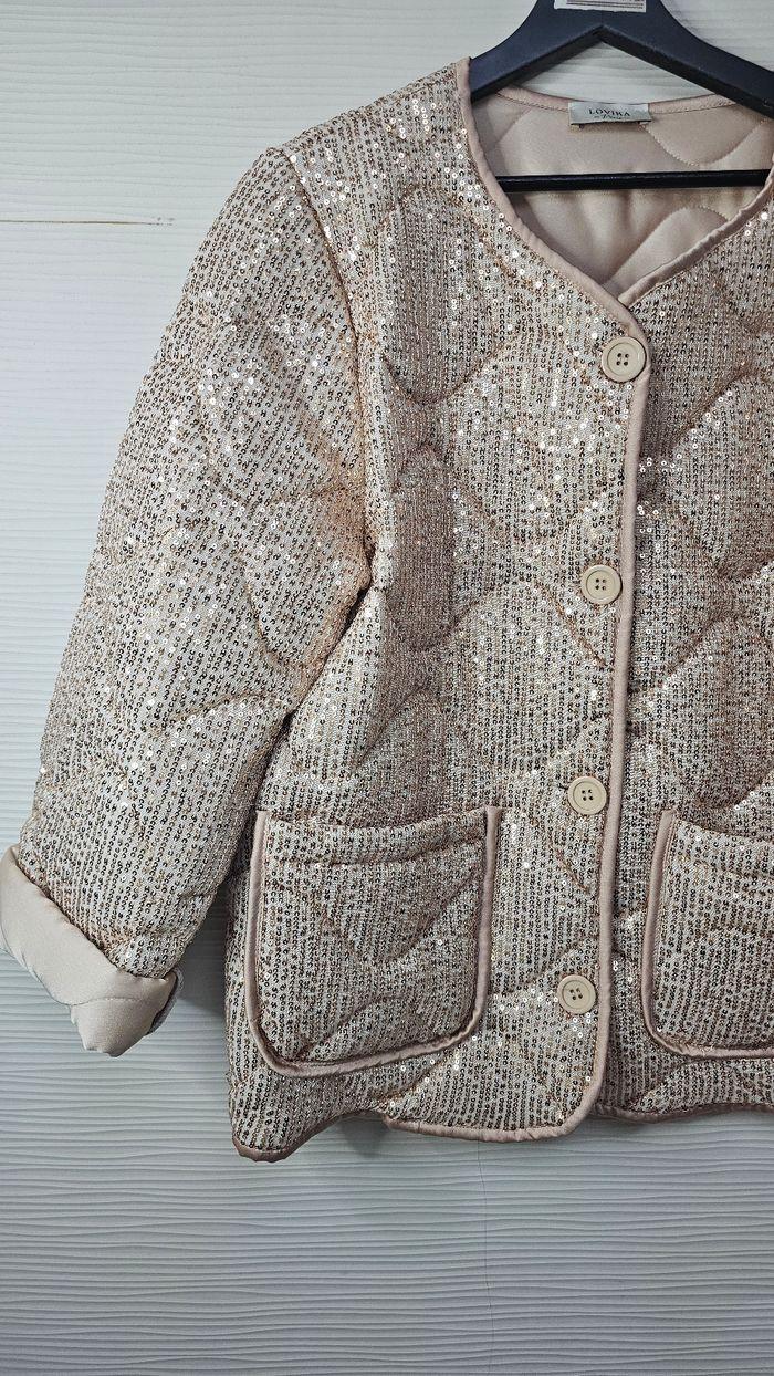 Manteau matelassé beige à sequins dorés MCB Paris - photo numéro 3