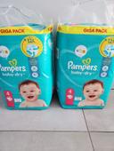 Lot de 2 giga pack de couches PAMPERS baby dry taille 4