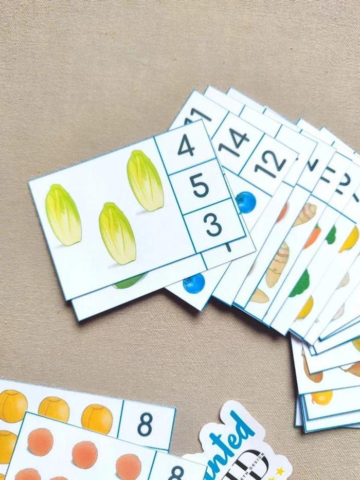 24 Cartes à pinces fruits et légumes pour compter - photo numéro 3