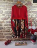 Robe manches longues rouge imprimé léopard multicolore Femme taille 54 marque Boohoo 🍬