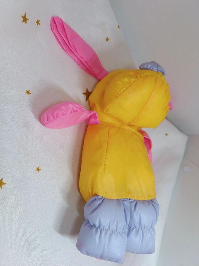 Doudou peluche Teddy Bear chien dog puffalump rose jaune pink yellow toile vintage ancien - photo numéro 11