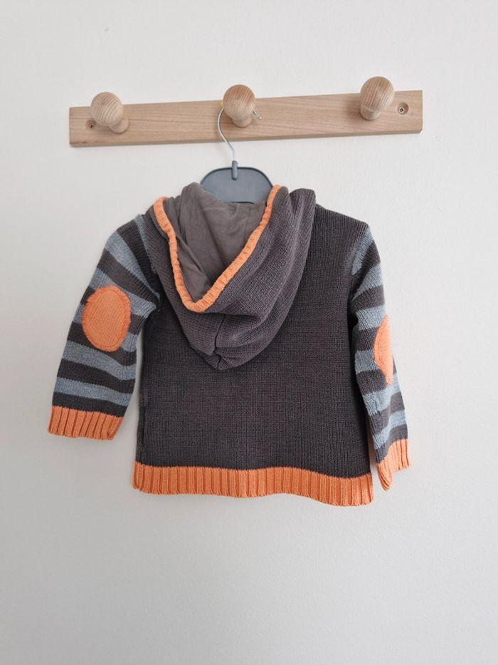 Gilet à capuche bébé garçon Gris Orange 18 mois Tissaia - photo numéro 5