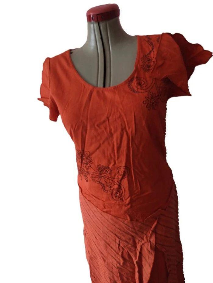 Robe longue Orange imprimée Votre Mode Taille 42 - photo numéro 2