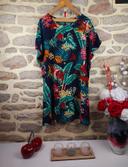 Robe tropical manches chauve souris marine et multicolore Femme taille 54 marque Boohoo 🍬