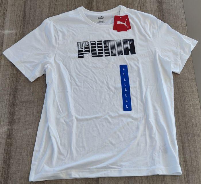 T-shirt blanc marque Puma pour homme taille L. T-shirt manches courtes - photo numéro 3