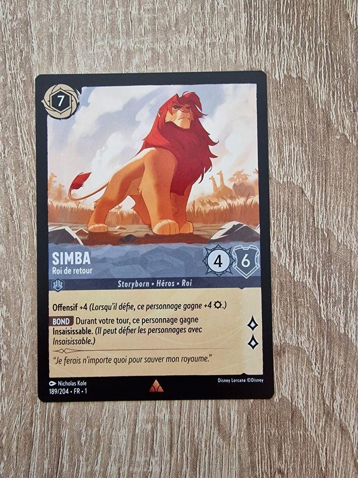 Carte Disney Lorcana Simba roi de retour 189/204