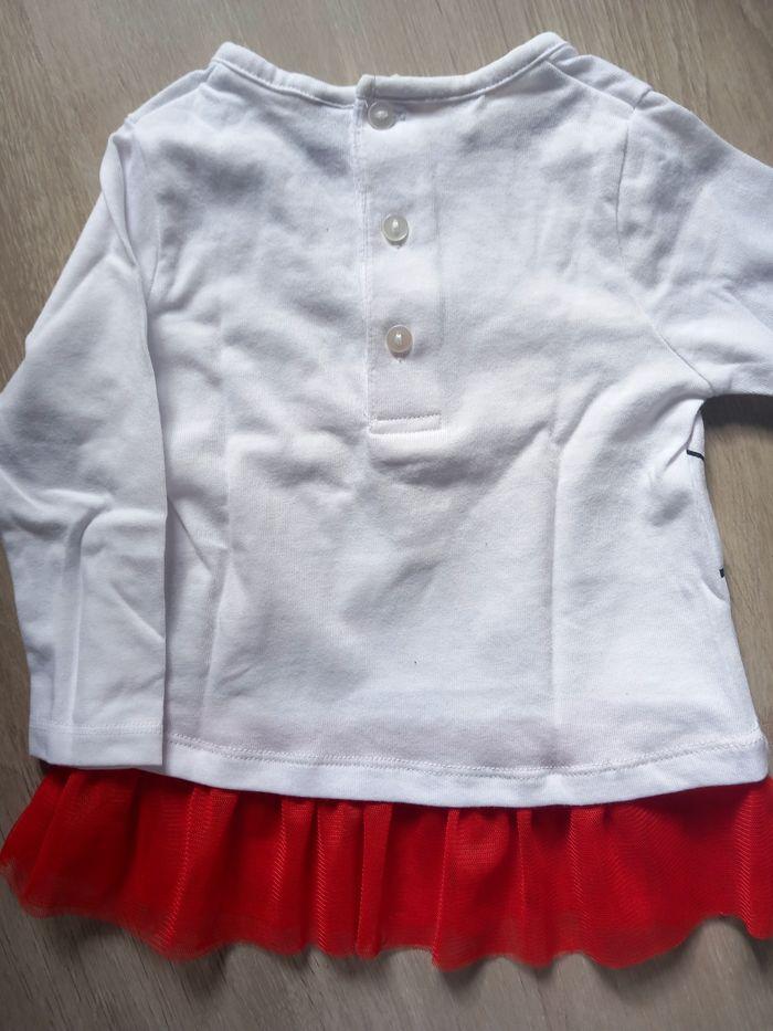 T-shirt ML blanc et rouge tulle 12M - photo numéro 3