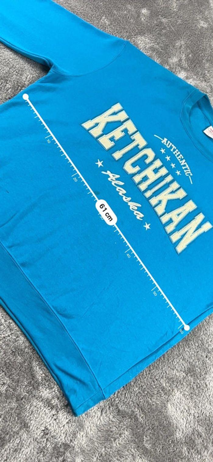 👕 Sweat Ketchikan Alaska Logo brodé Bleu Taille L 👕 - photo numéro 4