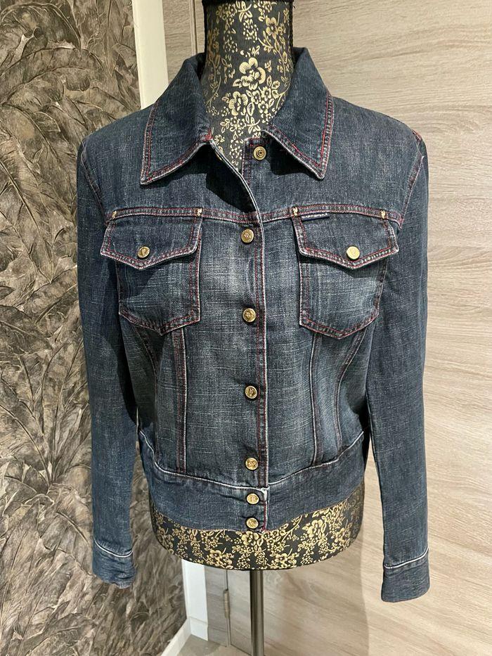 Veste blue jean originale boutons dorés et fils rouges M - photo numéro 1