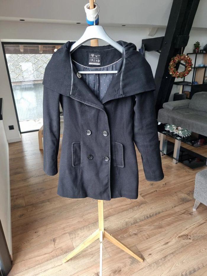 Manteau d'hiver à capuche noir - photo numéro 1