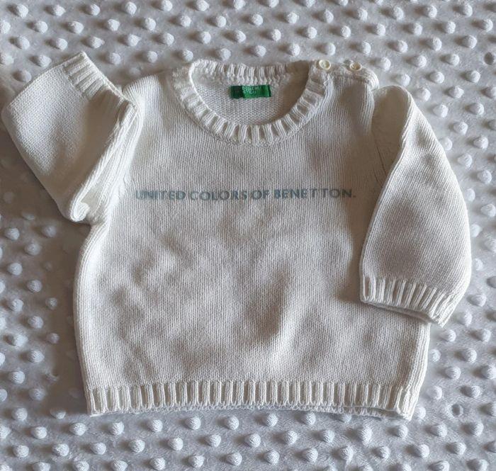 Pull benetton blanc 3 mois - photo numéro 1