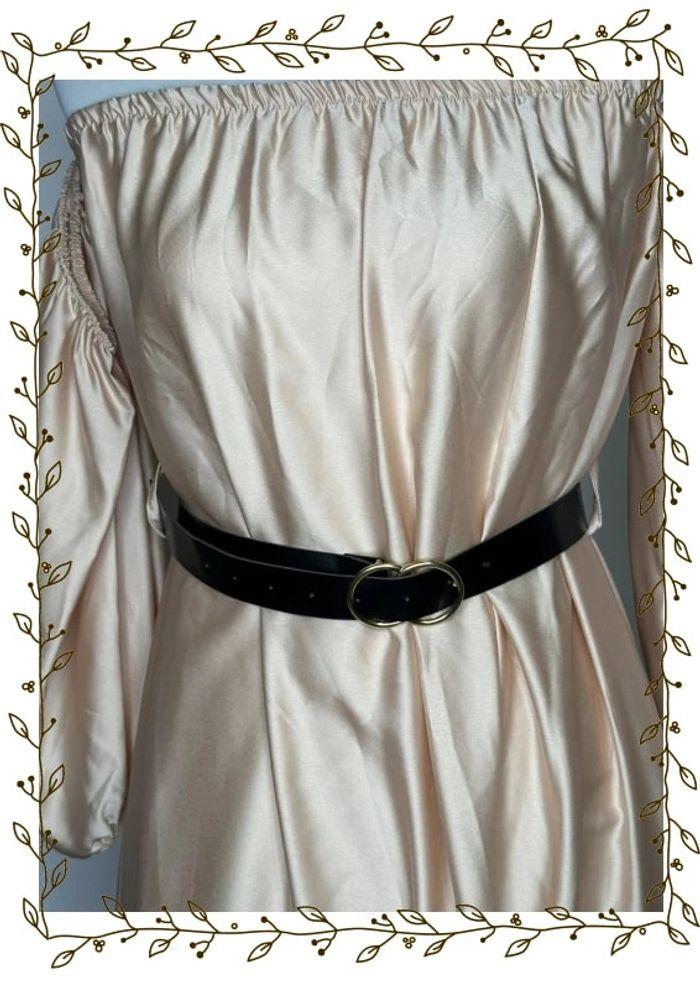 Robe longue satinée avec ceinture - photo numéro 4