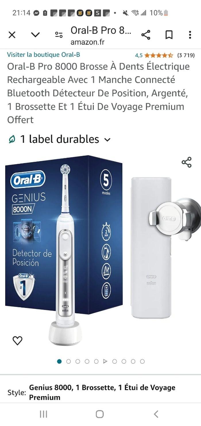 Brosse à Dents Électrique Braun Oral B GENIUS 8000N Neuve. - photo numéro 3