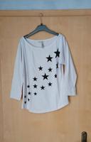 Sweat-shirt manches 3/4 blanc/noir étoiles. Rainbow