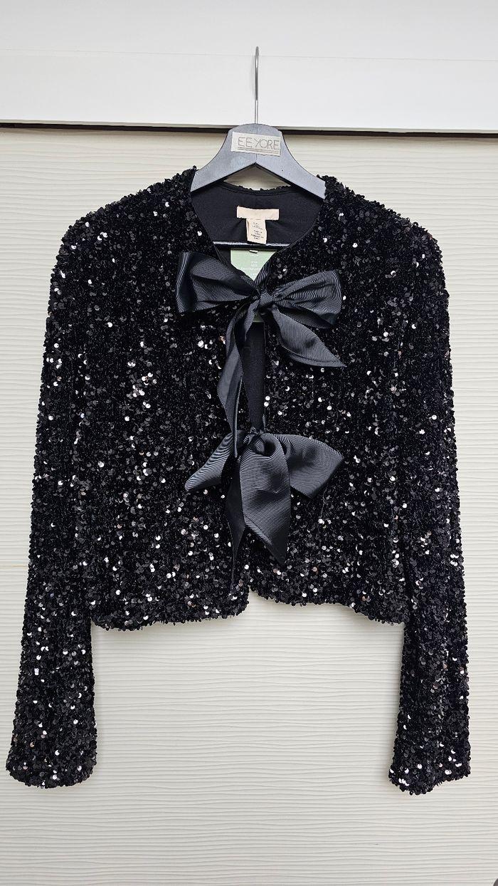 Veste gilet sequins noirs noeuds H&M - photo numéro 2